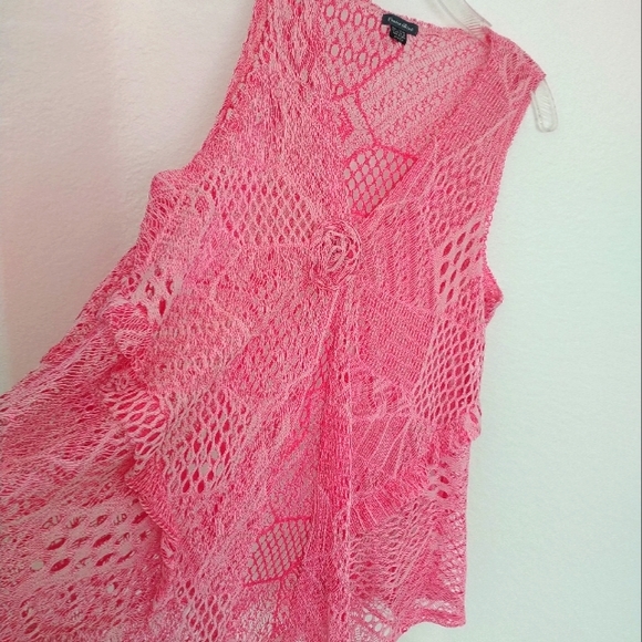💕VTG Y2K rose lace flounce cover up - Picture 2 of 7